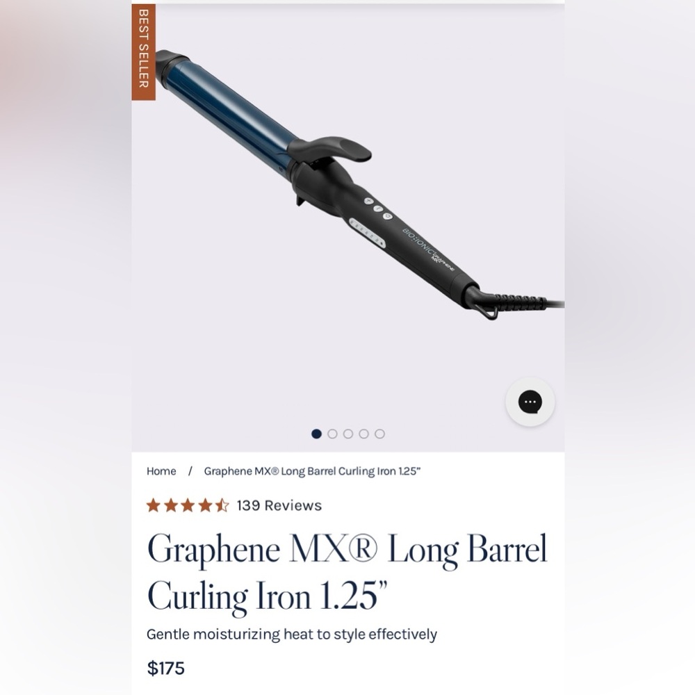 Bio Ionic Graphene MX Long Barrel Curling Iron 1.25 inches